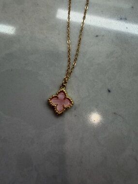 Target Gold Plated Necklace with Pink Clover Pendant